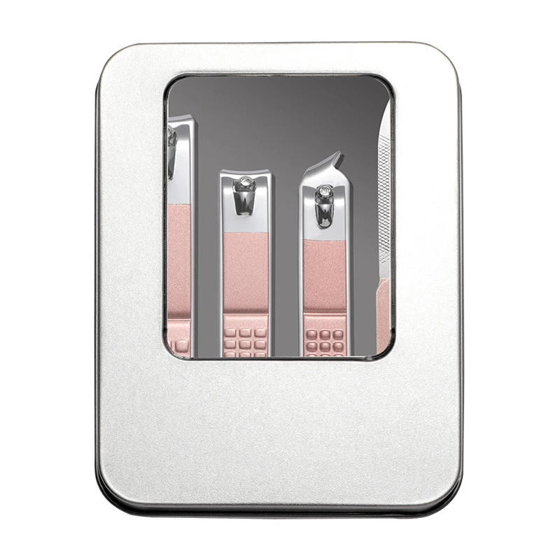 Customized Professional Grooming Kits 4 Pieces Manicure Set Rose Gold Nail Clippers Used In Manicure And Pedicure Kit