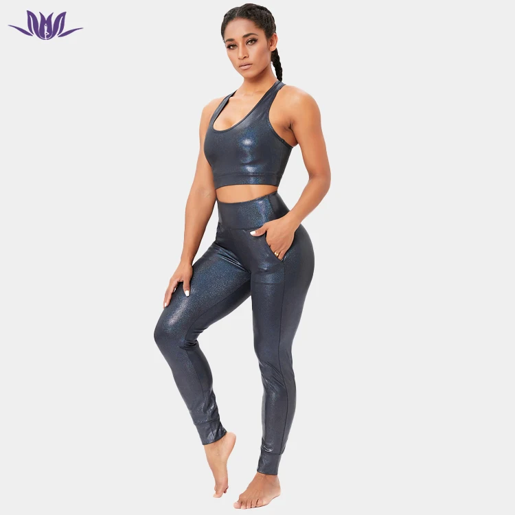 2022 Eation Wholesale Active Wear Yoga Apparels Women Embossed Yoga Set Work Out Sport Bra And High Waist Leggings Pants Gym Fit