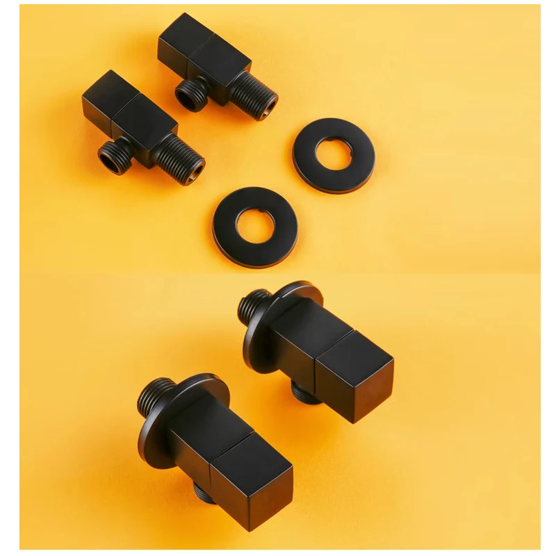 Solid Brass Square Angle Valve Brass Cheap Matte black Brushed Gold Custom Colour Angle Valve for Hotel Bathroom