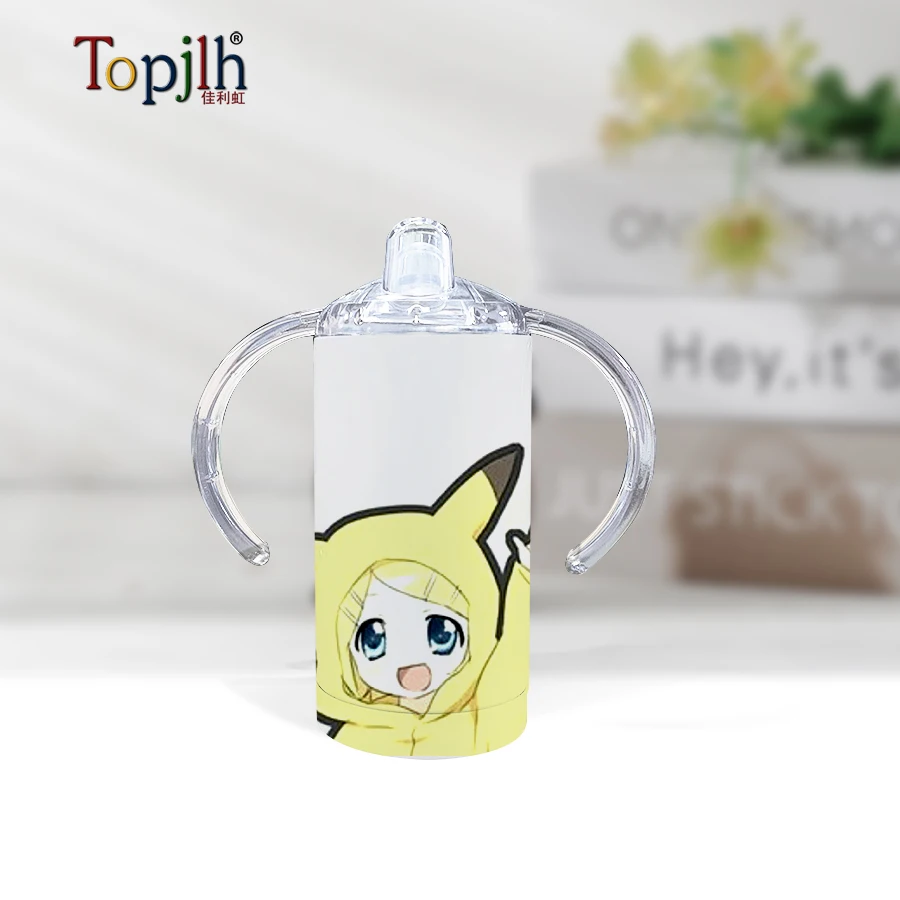 Topjlh top quality stainless steel baby products custom photo sublimation kids sippy cup