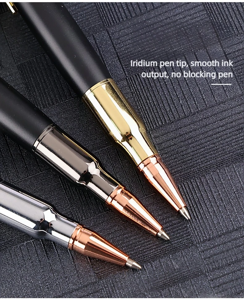 Luxury Creative Stationery Bullet Shaped Pen Tactical Metal BallPoint Gun Pen With Custom Logo for Boys