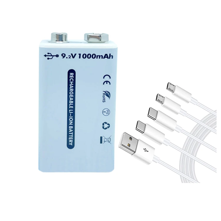 Factory Price Small MOQ  9v 1000mWh Li ion Battery Cell Rechargeable High Power Type C Port lithium Batteries Manufacturer