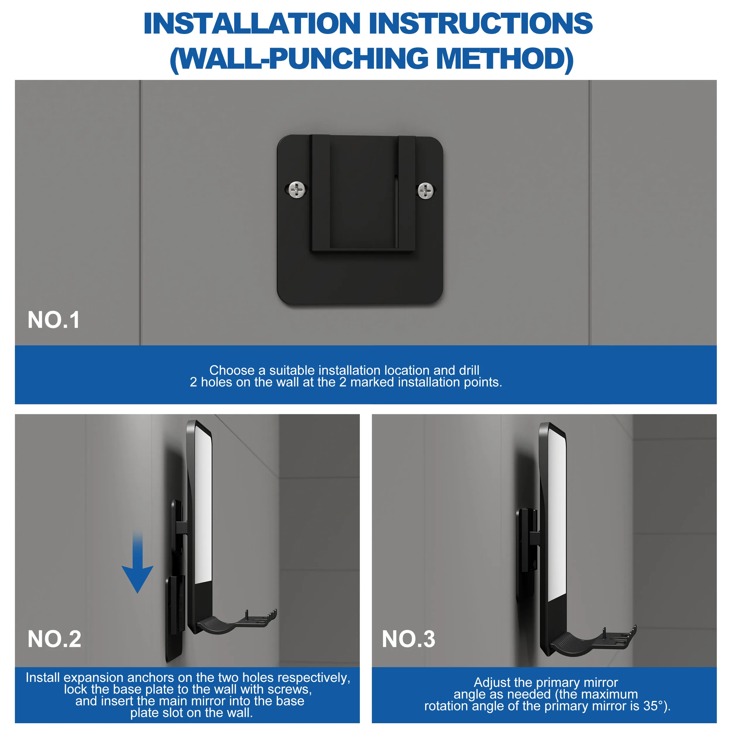 Upgraded Bathroom Wall Mounted No-Drilling Square Washroom Shower Fogless Shaving Mirror With Razor Holder Anti Fog Mirror