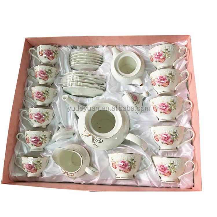 YDY Chaozhou Factory Ceramic 24pcs Modern Turkish Flower Design Ceramic Coffee Porcelain Arabic Tea Cup Sets