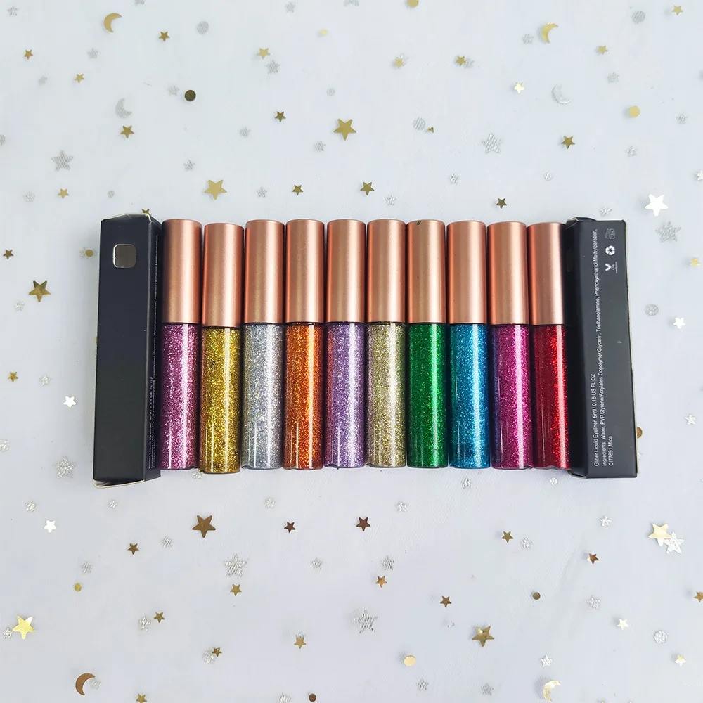 Wholesale long lasting Waterproof Glitter multichrome oil free Eyeliner private label vegan sweatproof liquid eyeliner wet