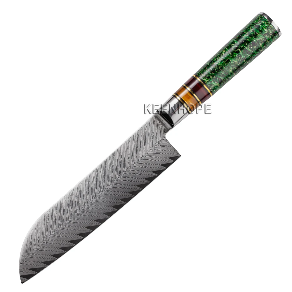 7 inch Santoku Knife Damascus Kitchen Knife 67 Layers Damascus Steel with Acrylic Handle