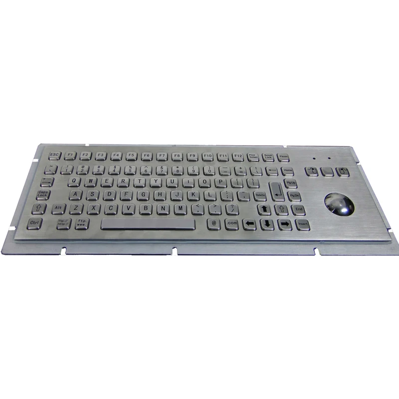 Industrial Keyboard Stainless Steel Metal Keyboard with Trackball Used for Kiosk