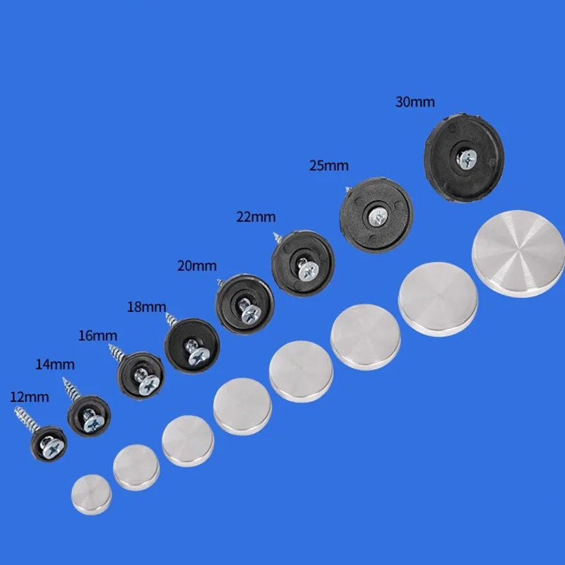 Polishsed silvery Decorative mirror screw standoff screw cap