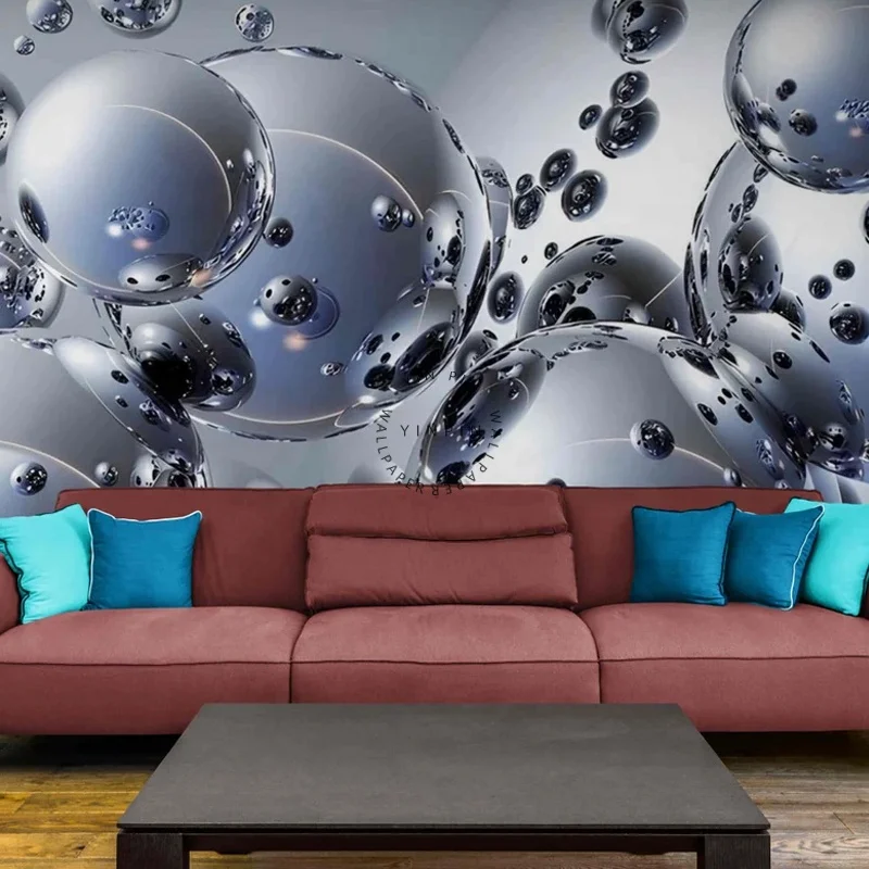 Liquid metal ball 3D wall paper peel and stick wallpaper mural modern