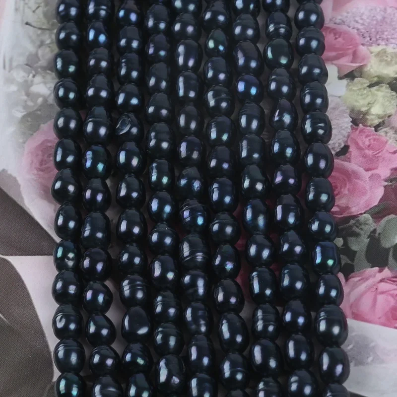 5-6mm Manufacturers Wholesale Natural Freshwater Black Rice Pearl Beads For Diy Bracelet Necklace