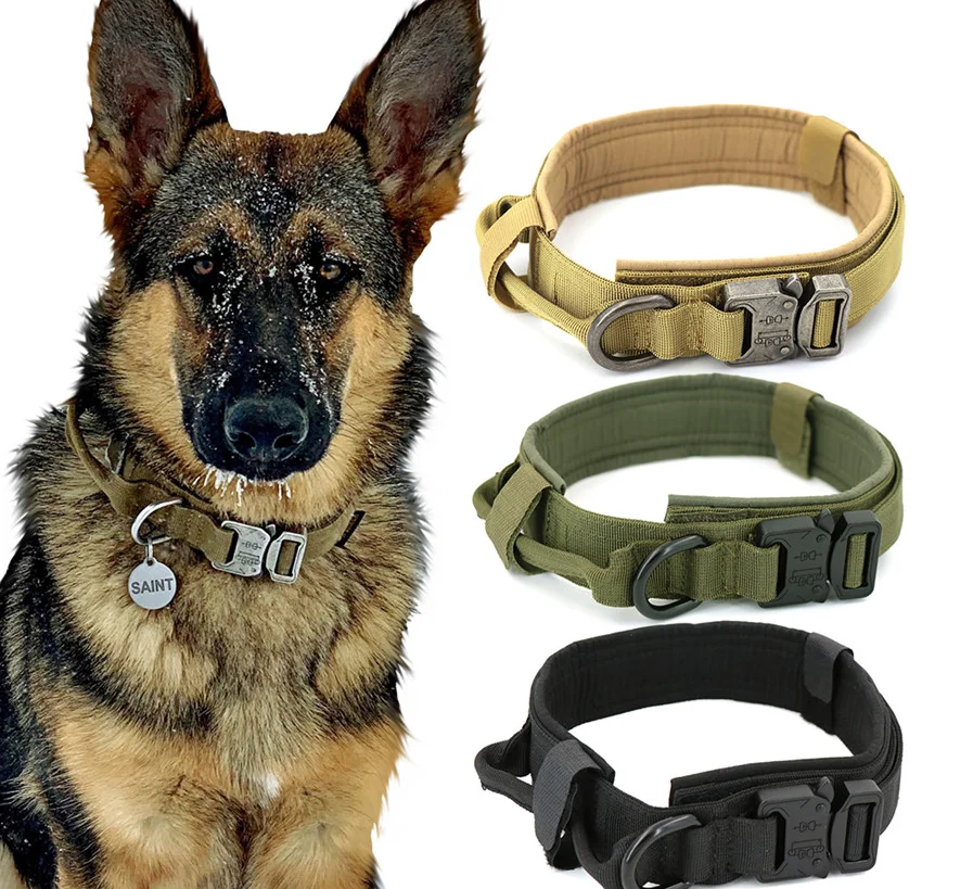 
Big Dog Collar Tactical Military Training Pet Collar Necklace Choker, Nylon Adjustable Dog Belt Leash 