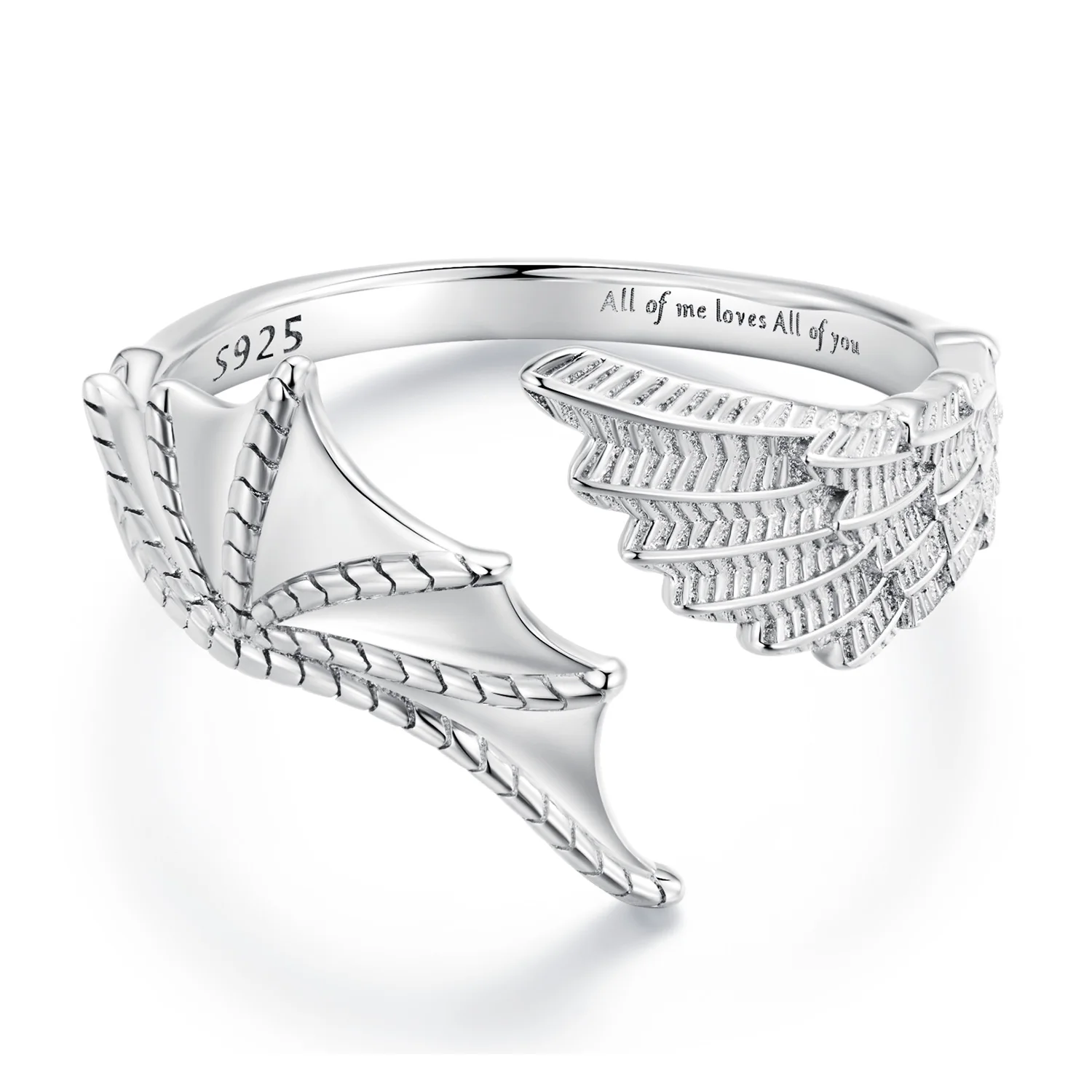 JLN Новое поступление 925 стерлингового серебра ангела и демона открывающее кольцо для влюбленных регулируемое кольцо для женщин пара прекрасных украшений BSR376