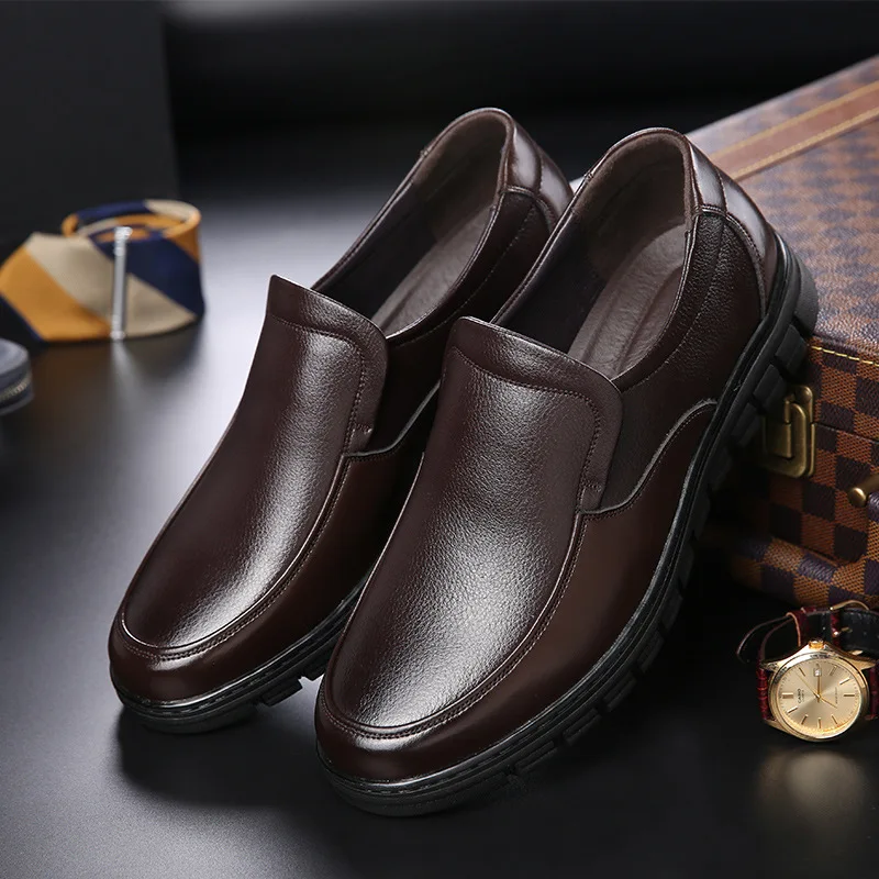 
GUGUTREE 38-44# men flat soft sole Middle-aged and elderly father casual dress shoes 