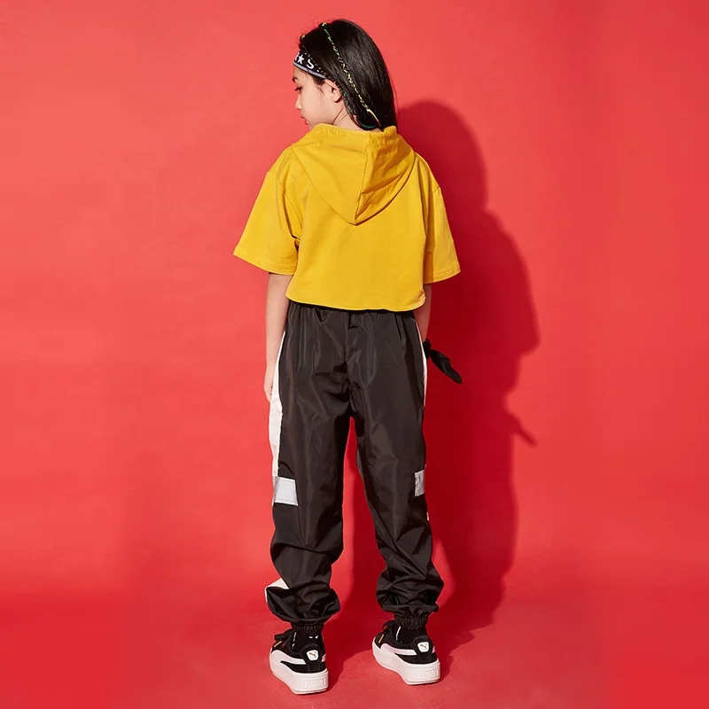 Fashion Children Dance JAZZ Clothing Girls Street Dancing hip-hop clothes Cropped Hoodie Top Vest pants Girl