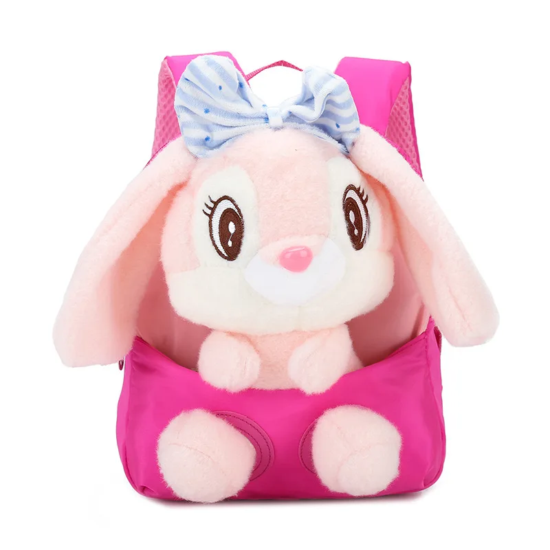 escolar fashion Preschool SchoolBag Animals Rabbit Kindergarten Cartoon School Kids Girl Plush Cute Children Bag Backpack