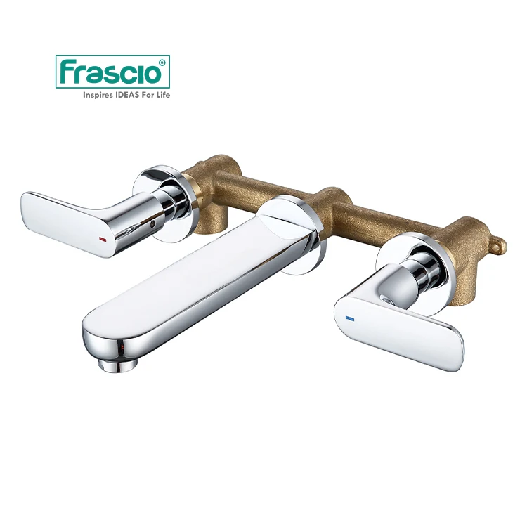 Frascio Unique Faucet Copper Main Body With Double Zinc Alloy Handles Mixer For Bathroom By Italian Faucet In Wall Installation