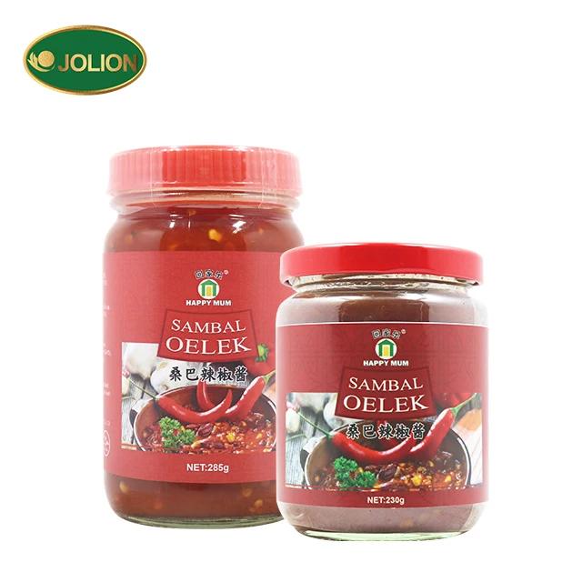JOLION 285g Glass Bottle packaging wholesale bulk Spicy Red Pepper Sambal Oelek vietnam hot chili sauce manufacturer