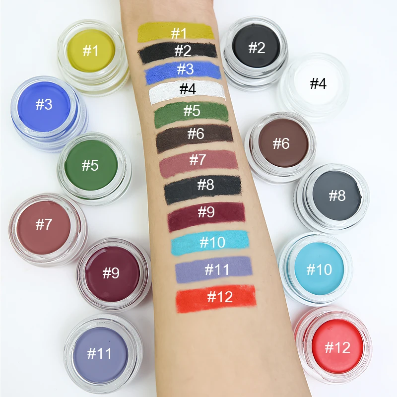 Private Label 12 Colors Waterproof Colorful Vegan Matte Long Lasting Eyeliner Gel