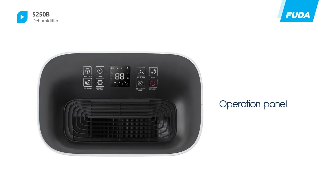 High Quality 16--25L Optional WIFI ,UVC ,Anion Function Smart Touch Control For Household Dehumidifier