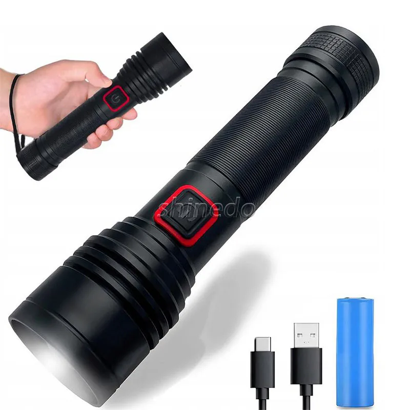 5 Modes LED Zoomable flashlight Rechargeable night lighting flashlight Type-C jack