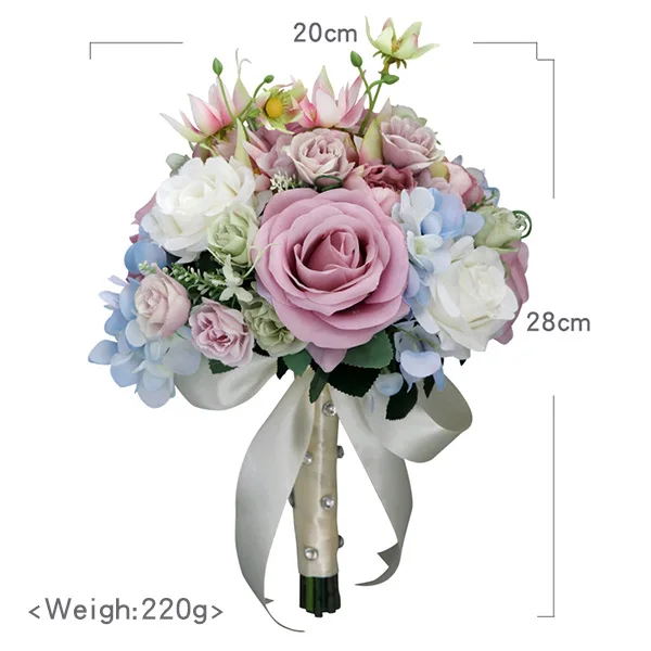 Hot Sale Western Style Wedding Bride Rose Holding Bouquet White Artificial Flowers for Wedding