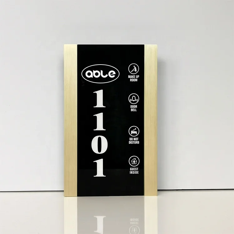 Умная матовая Золотая стеклянная дверь для отеля, табличка с номером для комнаты