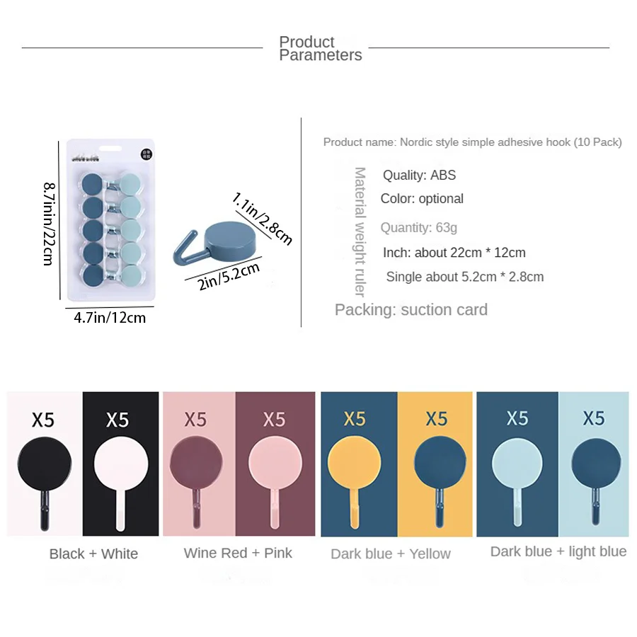 Candy colored multifunctional wall hanging small hook without punching holes, door back hook