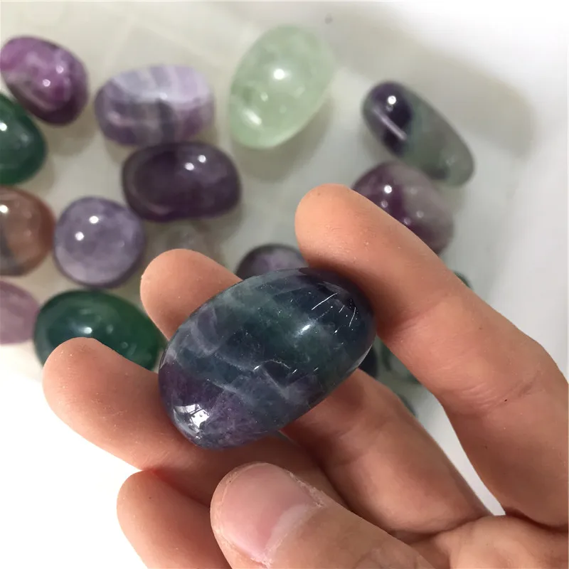 Factory price healing crystal natural rainbow fluorite tumbled stone colorful fluorite