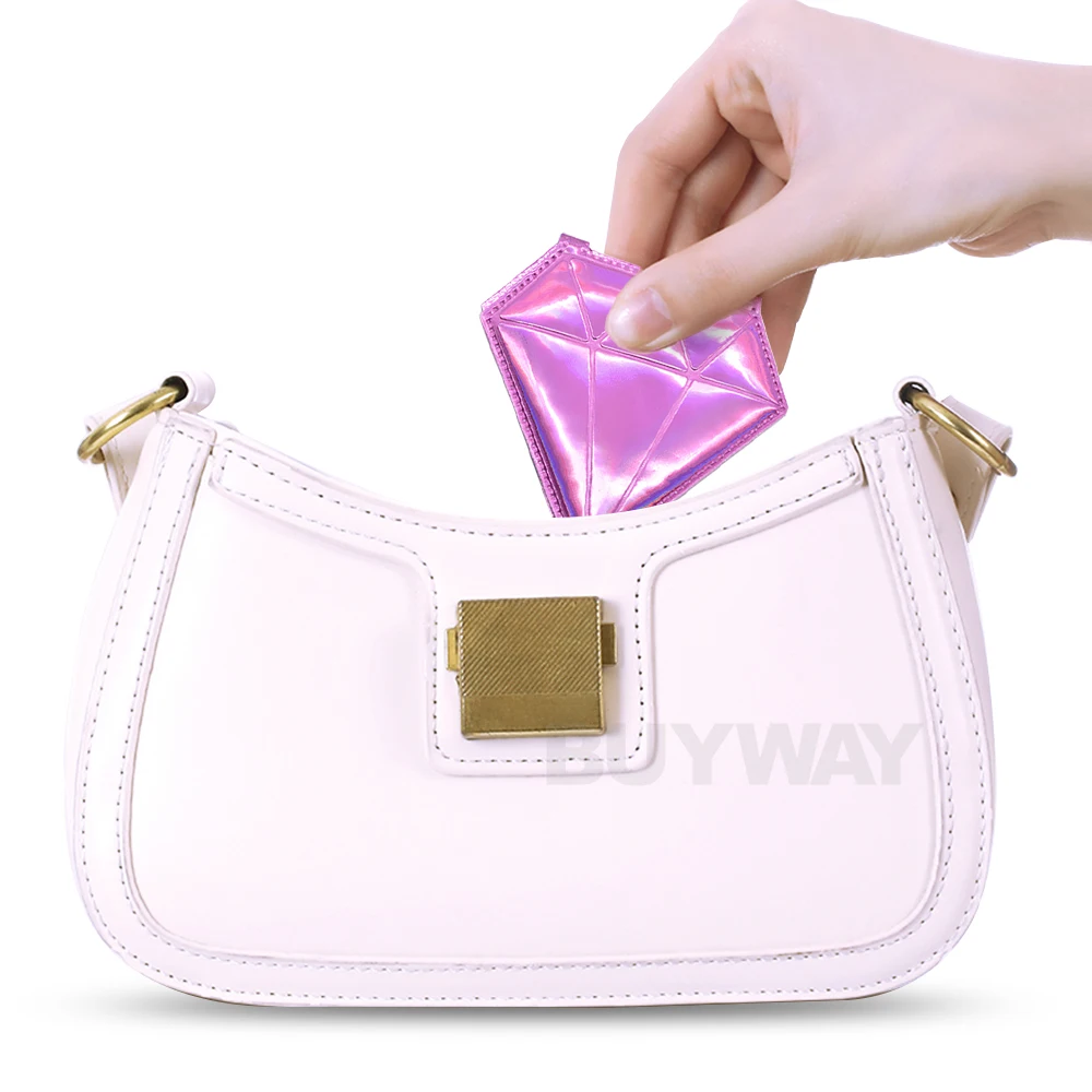 Laser Shiny Double Side 2x Magnify Beauty Luxury Diamond Compact Hand Portable Cosmetic Mini Pocket Travel Vintage Mirror