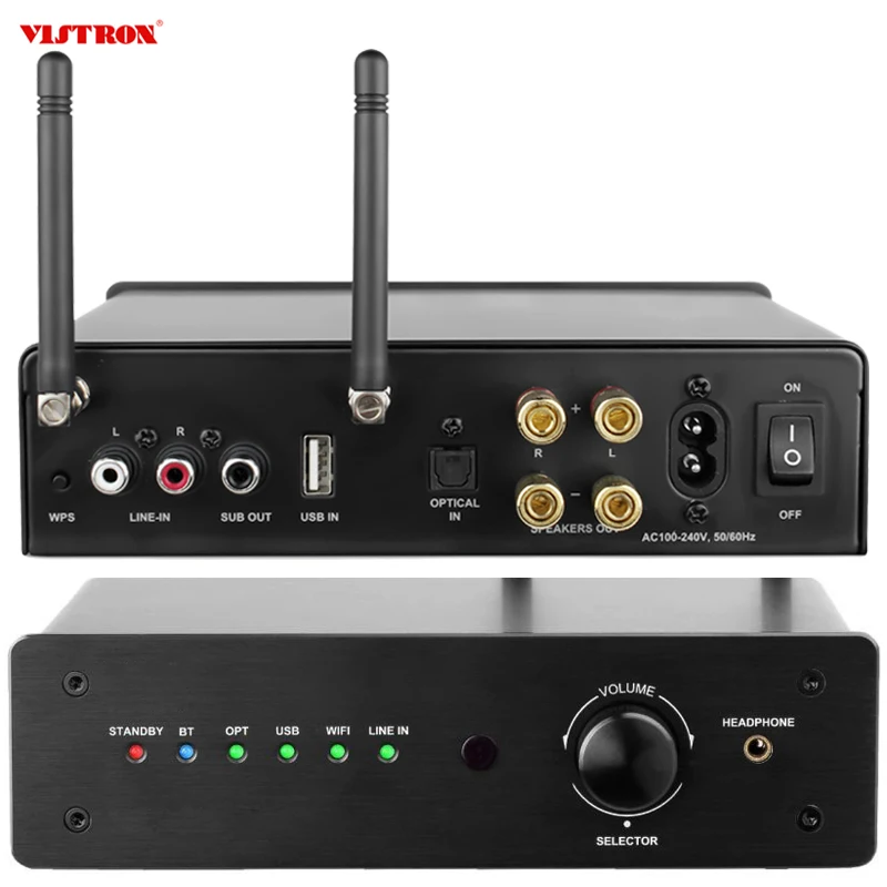 Network Wireless Streaming Receiver Linkplay WiFi Audio Amplifier 2.1 Channel Class D Stereo Amplifier