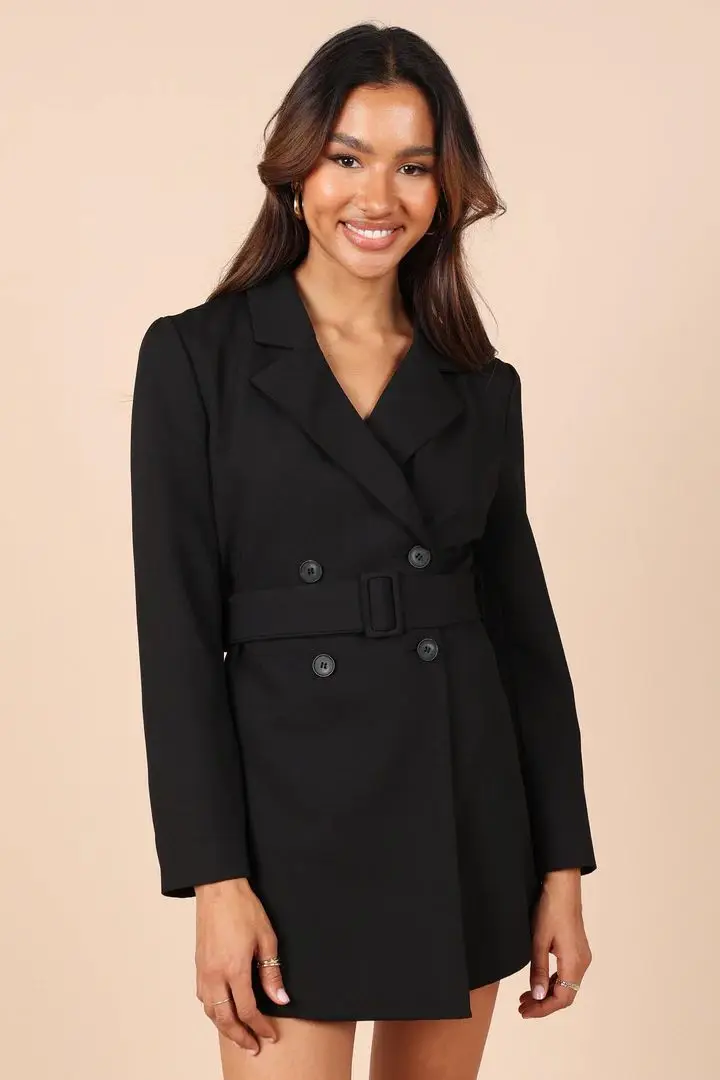 Office Lady Blazer Dress Suits Long Sleeve V Neck Mini Dresses Fashion Spring Autumn Double Breasted Button Blazer Dress
