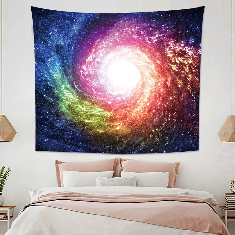 Colorful Universe Starry Sky Tapestry Wall Hanging Planet Cosmic Outer Space Tapestry Psychedelic Nebula Bedspread Room Decor