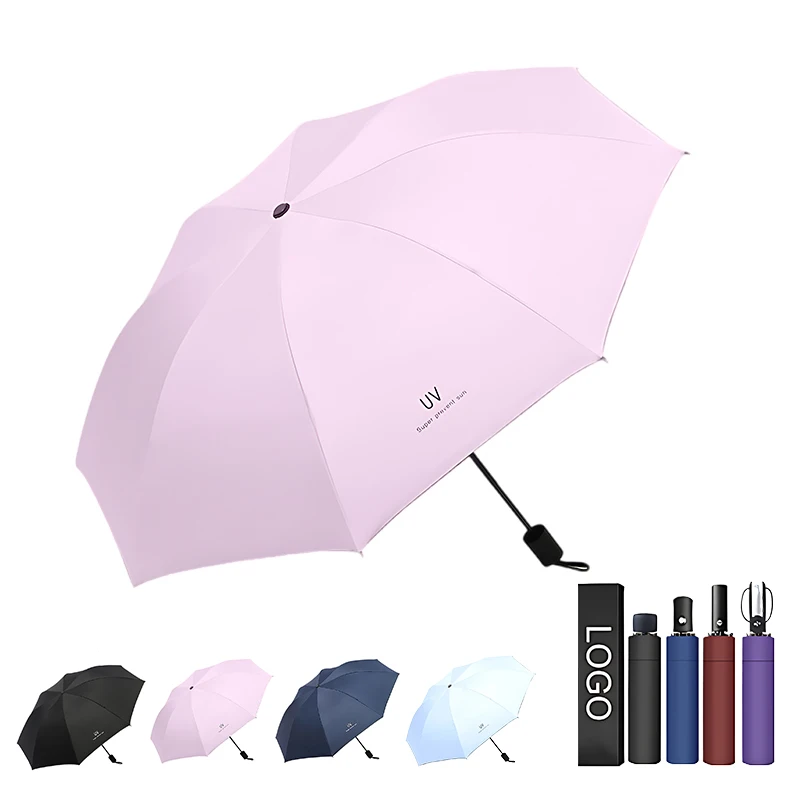 High Quality OEM Wholesale UV Protection Manual Open Or Full Automatic 8k Custom Windproof Sun UV Folding Umbrella with LOGO