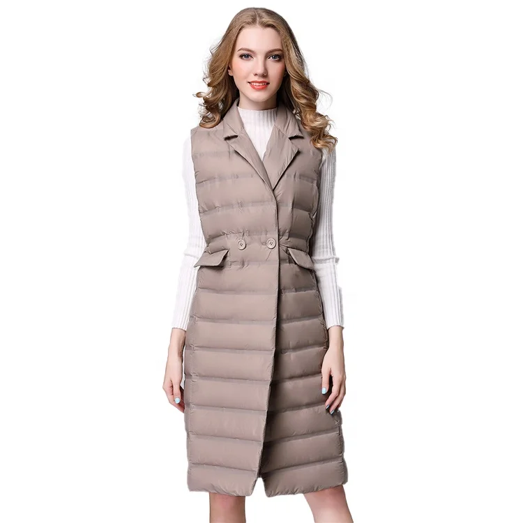 
Factory direct winter sleeveless long waistcoats padded women down vests 