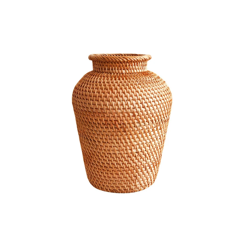 Wicker Rattan Vase Basket Art Desktop Woven Flower Vases Decoration Plants Flower Pot for Living Room Decoration Home Organizer