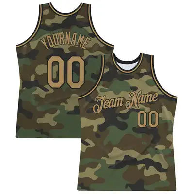 Hot Style Custom Camo Old Gold-black Authentic Salute To service Basketball Jerseys Clothing Manufacturers Basketball Uniform