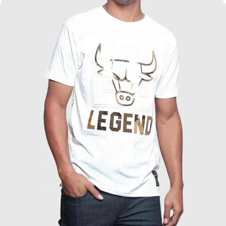 Hot Custom Men T-shirts Tee Yarn Cotton O Neck Premium Screen Print Embossed Graphic T Shirt