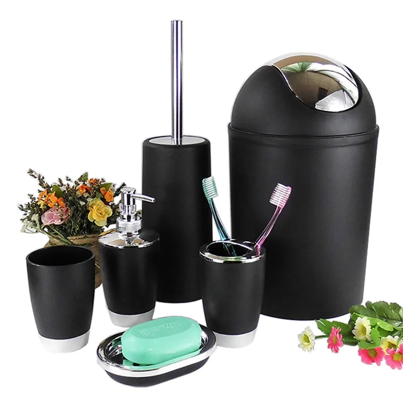 Polypropylene Modern Stainless Steel Bathroom Accessories Set Black Bathroom Gift Sets
