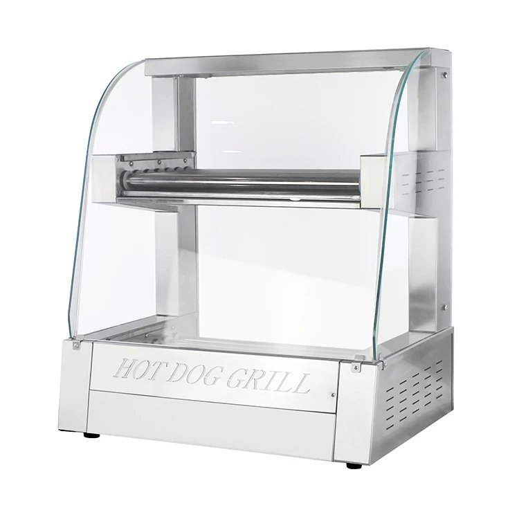 Double Layer 14 Rollers 39 Hotdogs Sausage Grill Commercial Electric Hot Dog Grill With Glass Sneeze