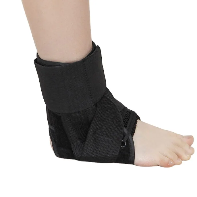 Kangda  black adjustable ankle brace lace up ankle support Ankle Pain Sprain Guard Strap Brace
