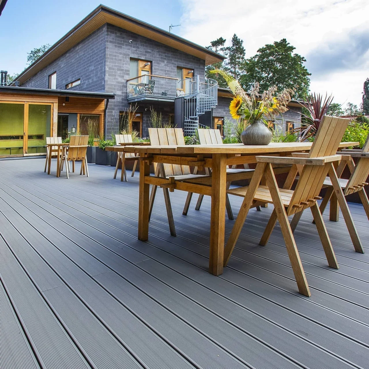 140*25mm groove Land flooring durable wpc composite decking materials highlighted embossed Terrace floor for outdoor