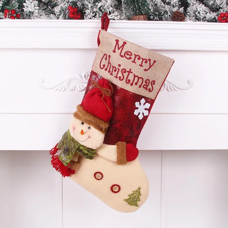 Christmas socks Santa Claus snowman reindeer snowflake Christmas gift bag Christmas decoration socks