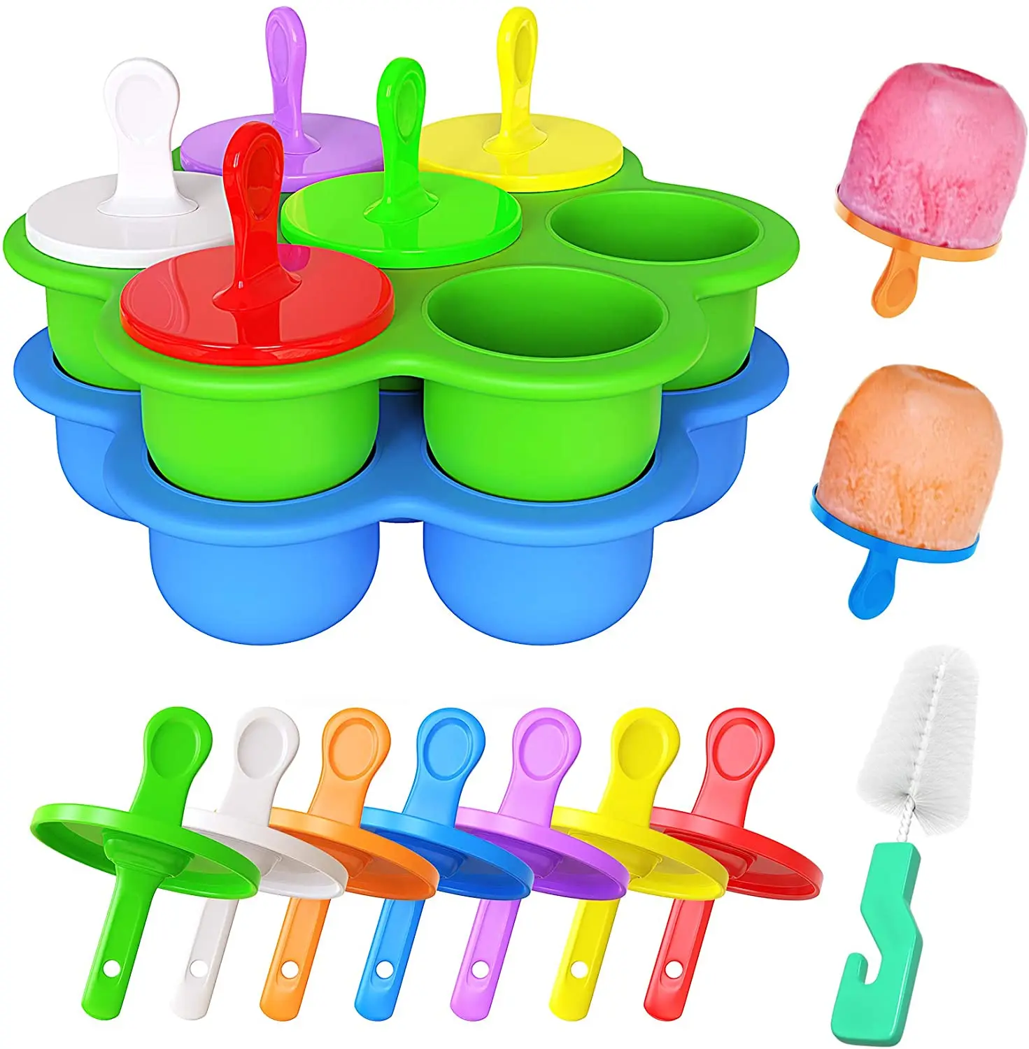 Popsicle Molds,  Food Grade Baby Popsicle Molds as Food Freezer Trays, Summer Popsicle Maker Silicone Popsicle Molds