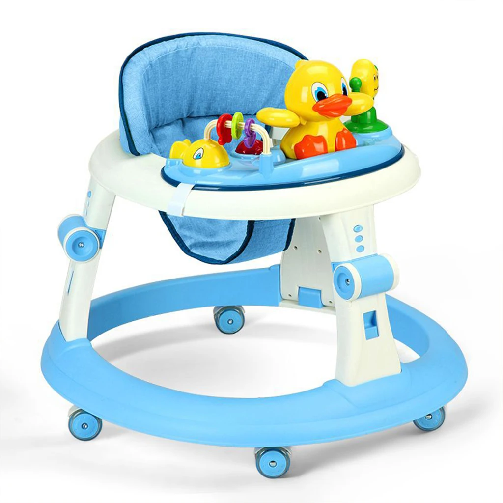 Foldable Plastic interactive learning toy Training Adjustable seat height baby Activity walker with Music