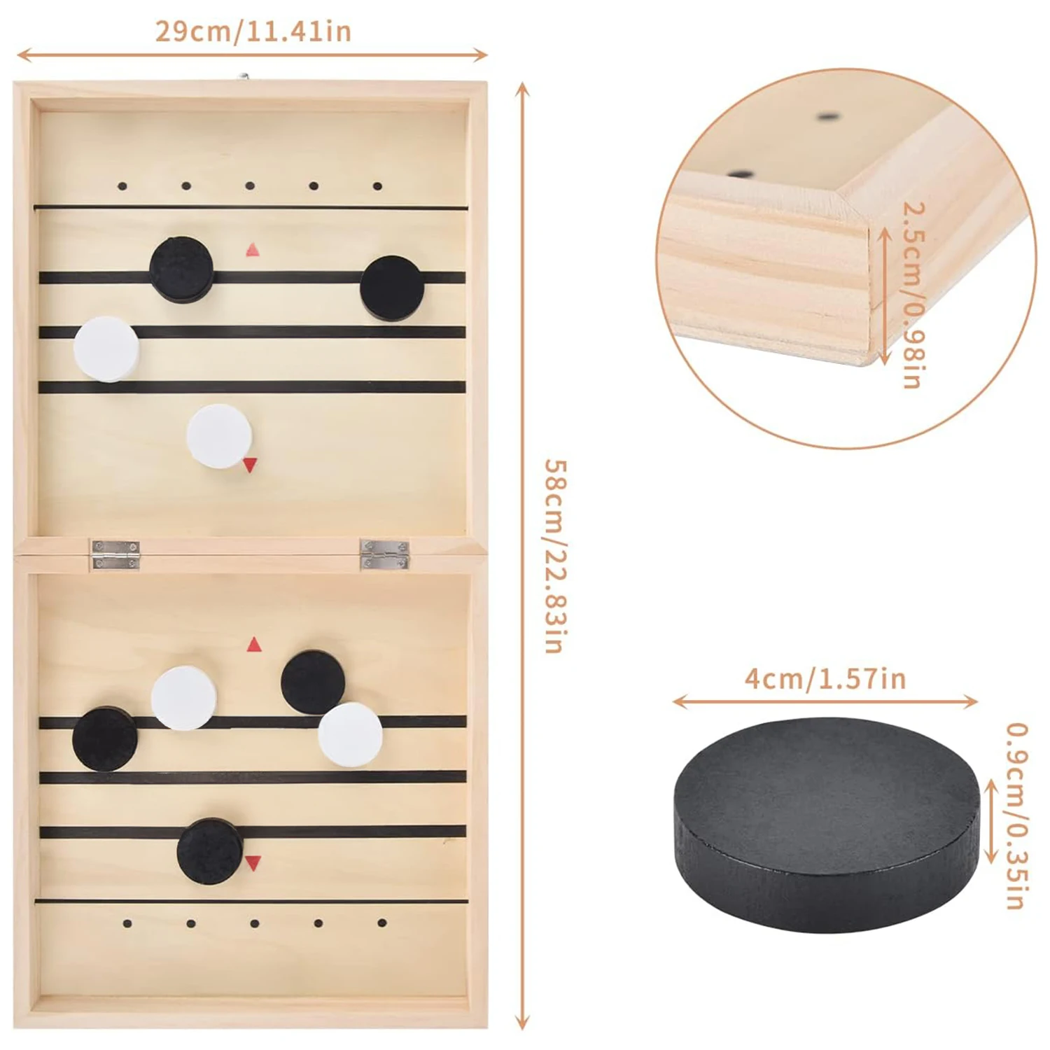 Slingshot Games Toy Table Desktop Battle Wooden Hockey Table Game Foldable Large Fast Sling Puck Game,