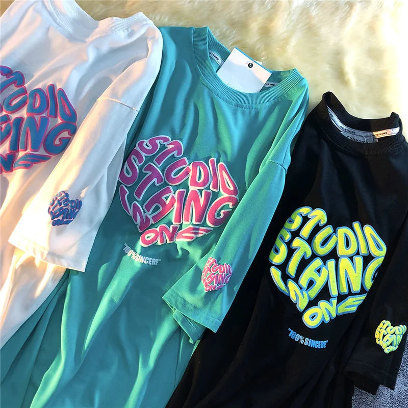 CUICHANG Factory Wholesale  Round Neck Hot Price Printing T shirts For Men Custom Logo 3d Puff Print Tshirts