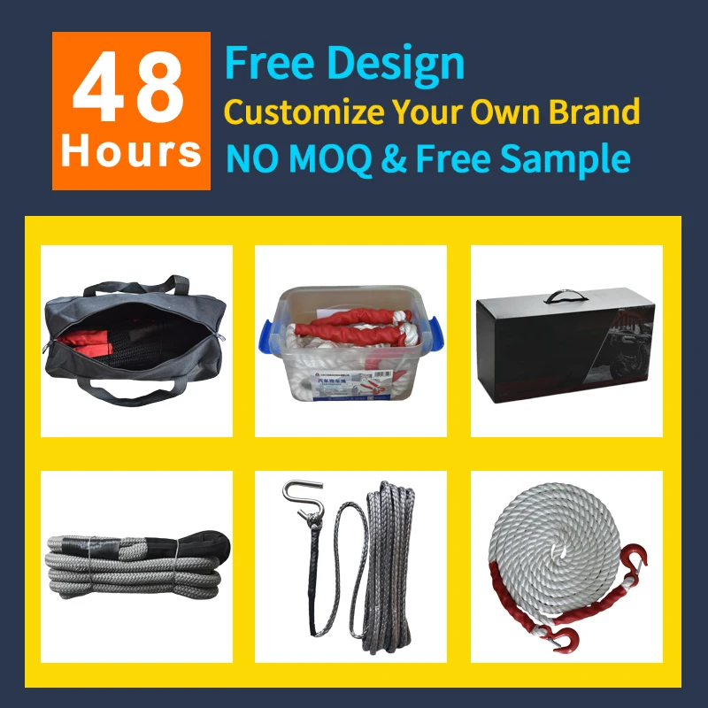 High performance customized package and size  UHMWPE braided rope marine line ,winch line 16mm synthetic winch rope