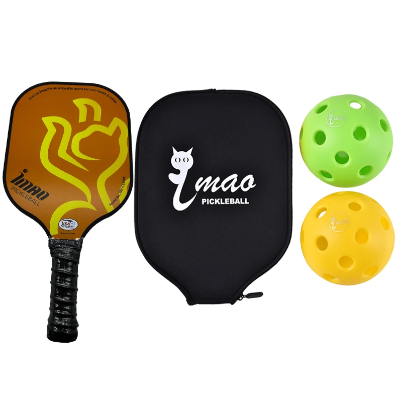 Best Selling USAPA Approved Polypropylene Honeycomb Carbon Fiber Thermoformed Pickleball Paddle With 12 Pickle Balls