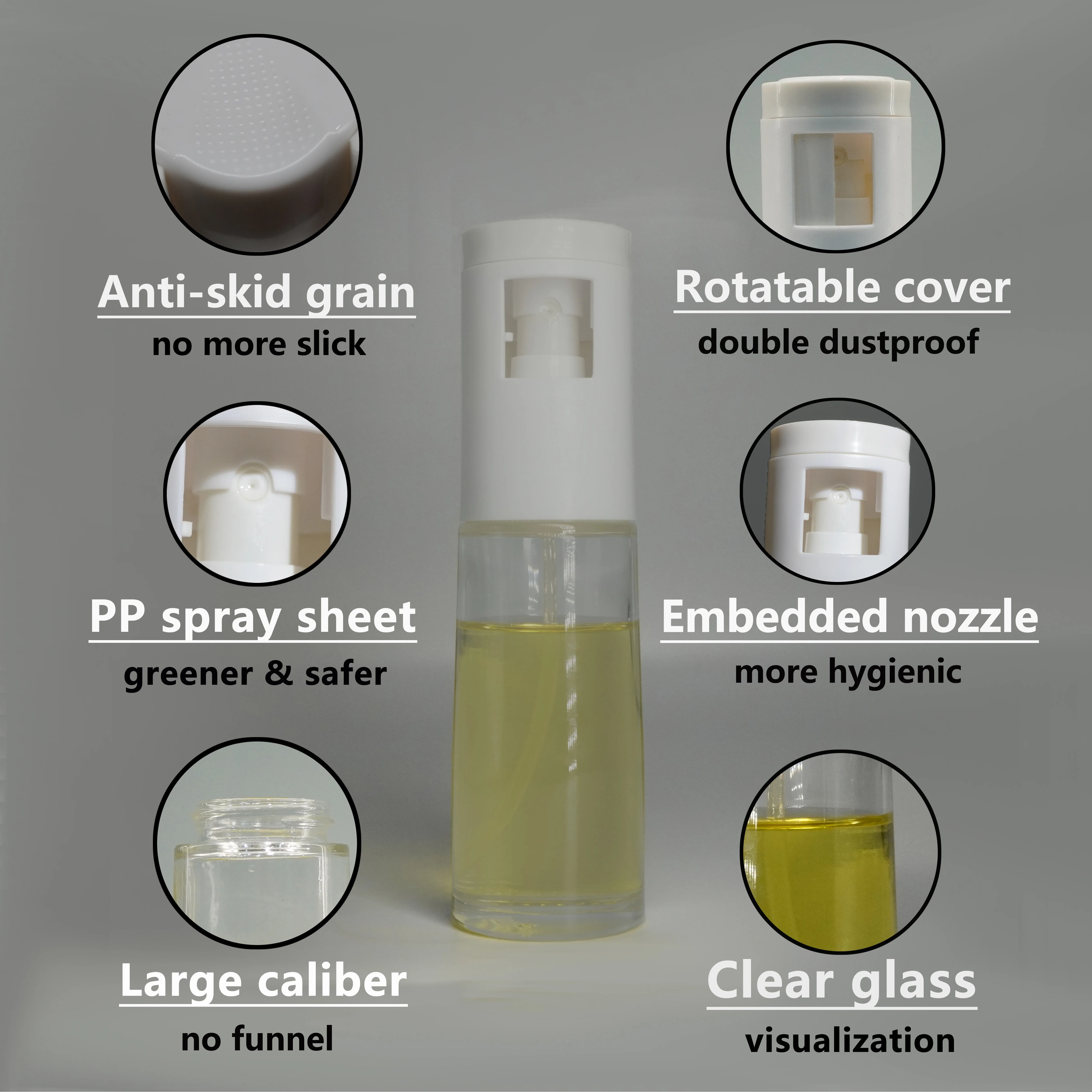 NEW ARRIVAL-glass olive oil sprayer bottle upgrade one with rotatable dust