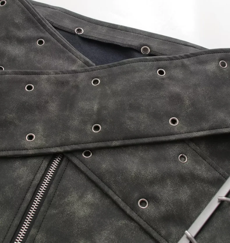 Runwaylover 2858 Front Zipper 2024 Ladies Fashion Pu Leather Skirt With Belt